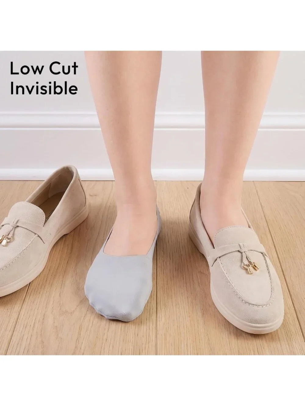 🧦Women's All White No Show Socks 6 Pairs Non Slip Low Cut Invisible Liner